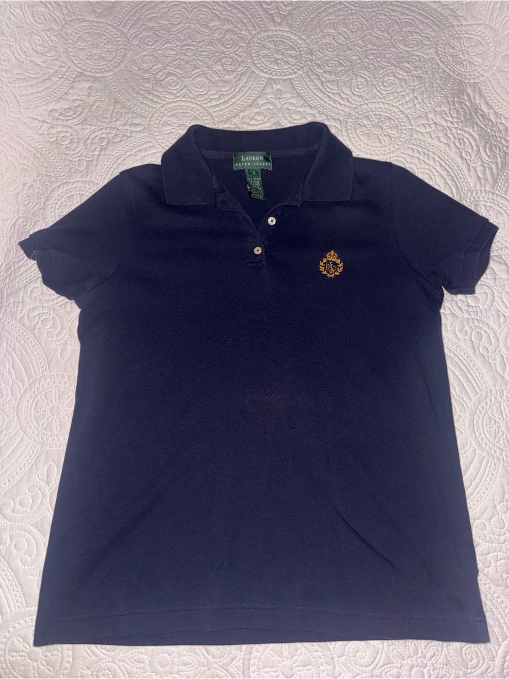 Lauren Ralph Lauren Navy Polo with Gold Embroidered Crest
